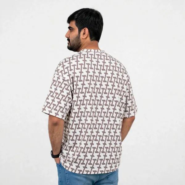 White_Printed_Crew_Neck_Oversized_T_Shirt_For_Men