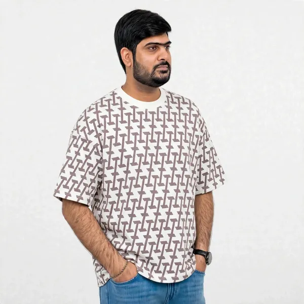 White_Printed_Crew_Neck_Oversized_T_Shirt_For_Men