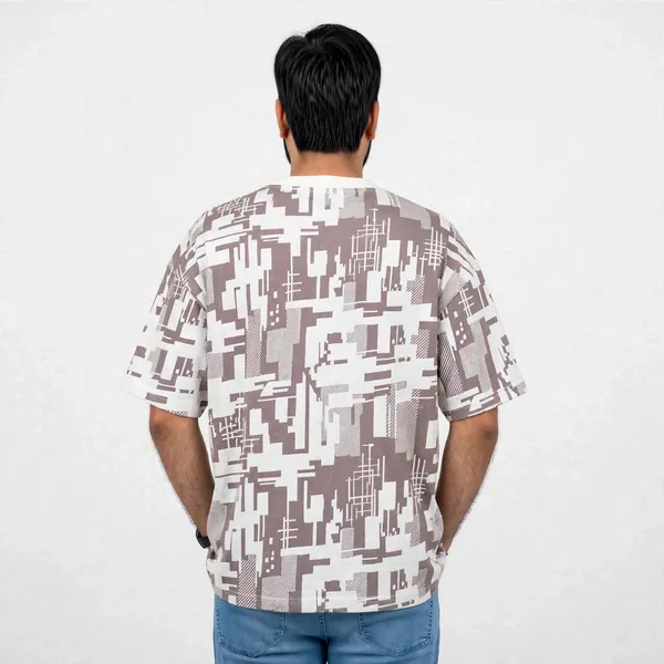 White_Geometric_Print_Crew_Neck_Oversized_T_Shirt_For_Men