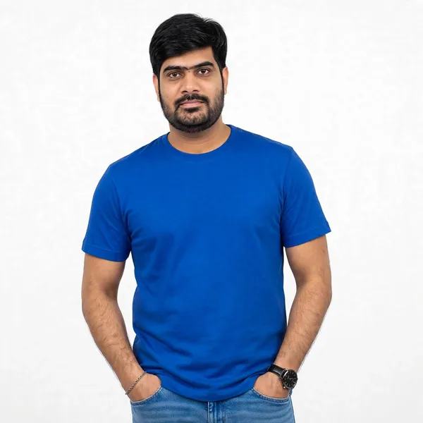 Blue_Solid_Crew_Neck_Regular_Fit_T_Shirt_For_Men