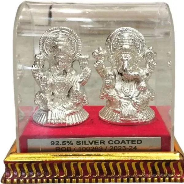 Silver_Coated_Metal_Lakshmi_Ganesha_Idol_Pair