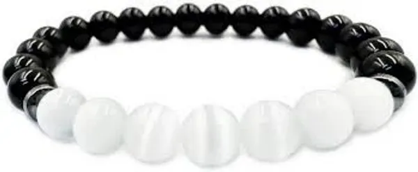 Black_Tourmaline_And_Selenite_Gemstone_Beaded_Bracelet_For_Unisex