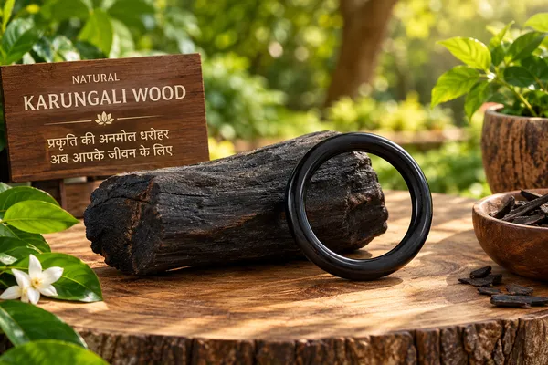 Black_karungali_ebony_wood_O_Ring_kada/_Bala-__Power_and_Protection_for_men_and_Women_|नॅचुरल_करुंगली_(एबोनी_वुड)_माला_108+1-_Lab_Certified