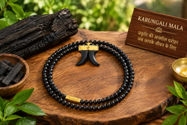Original_South_Indian_Karungali_Mala_|_Energized_|_Premium_Quality_|_नॅचुरल_करुंगली_(एबोनी_वुड)_माला_108+1_Ebony_Tiger_Teeth_Pendant__For_Men_And_Women:_with_Lab_certificate
