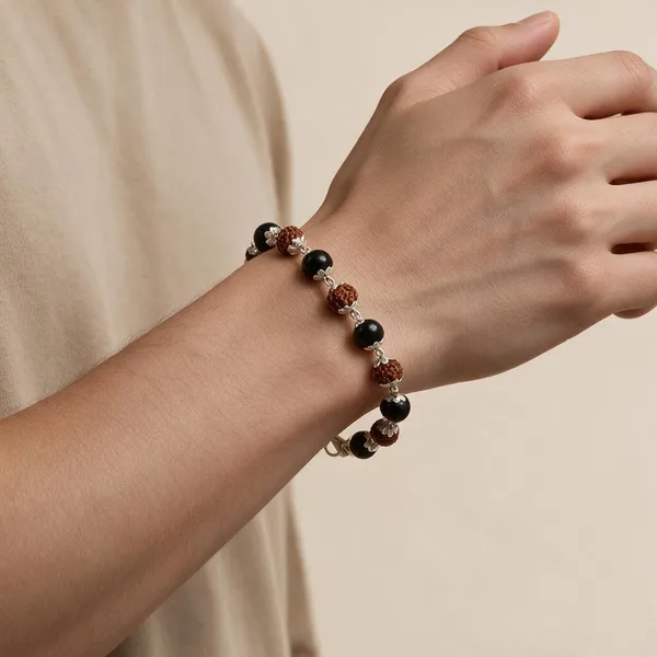 Brown_Rudraksha_And_Ebony_Wood_Beaded_Bracelet_For_Unisex