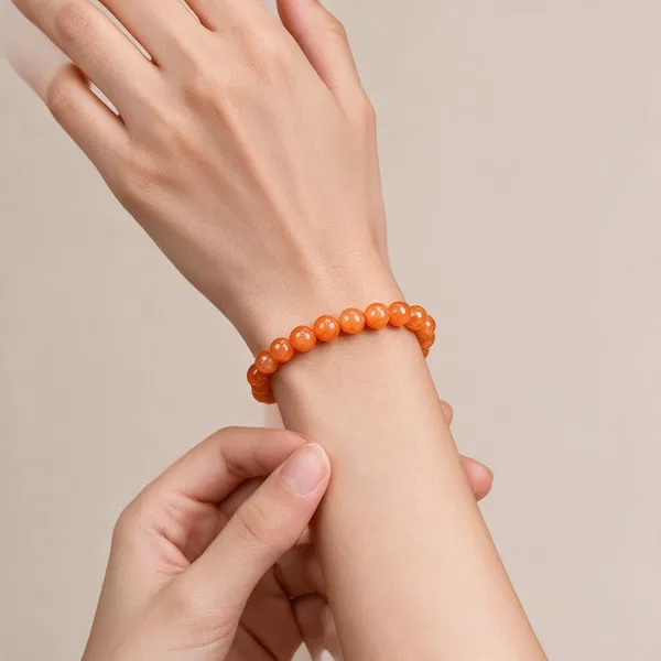 Natural_Sunstone_Gemstone_Beaded_Bracelet_For_Unisex