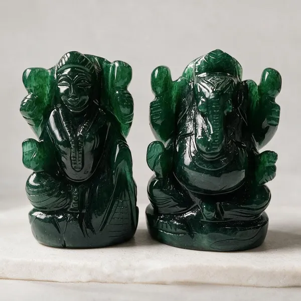 Green_Jade_Stone_Carved_Ganesh_Lakshmi_Idol_Set