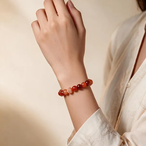 Natural_Carnelian_Gemstone_Beaded_Bracelet_For_Unisex