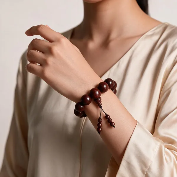 Red_Sandalwood_Beaded_Bracelet_For_Unisex