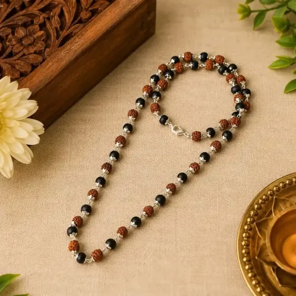 Natural_Astro_Sadhguru_Rudraksh_and_karungali_mala_with_silver_capping_for_Unisex
