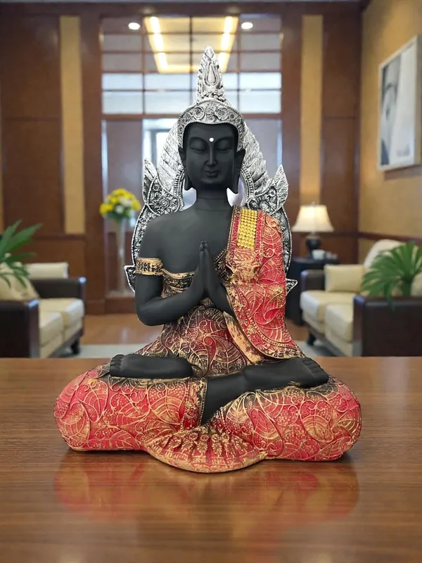 Black_Buddha_Meditation_Idol_With_Red_Robe