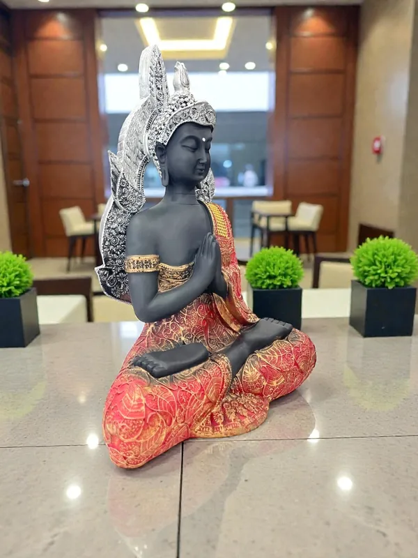 Black_Buddha_Meditation_Idol_With_Red_Robe