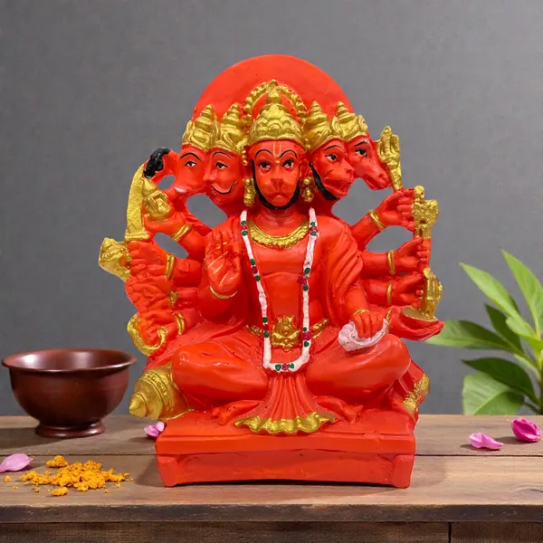 Red_And_Gold_Panchmukhi_Hanuman_Idol