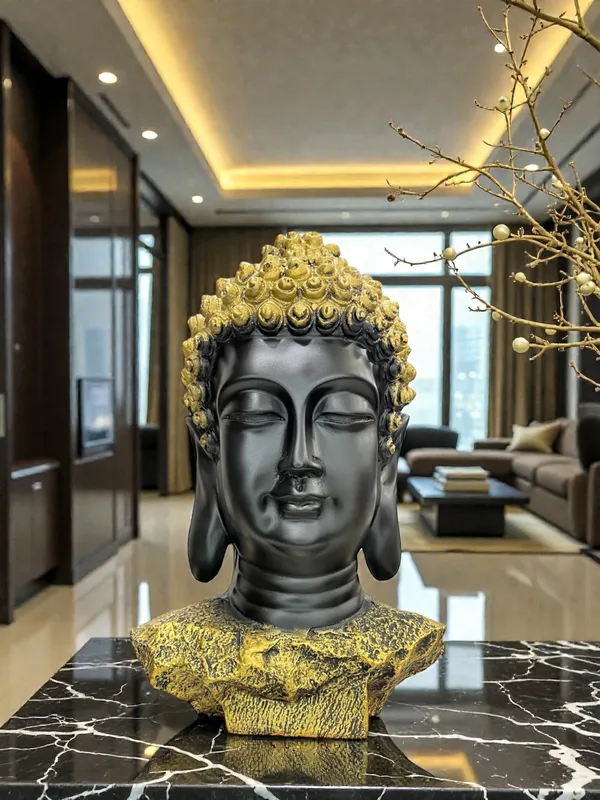 Black_And_Gold_Buddha_Bust_Decorative_Sculpture