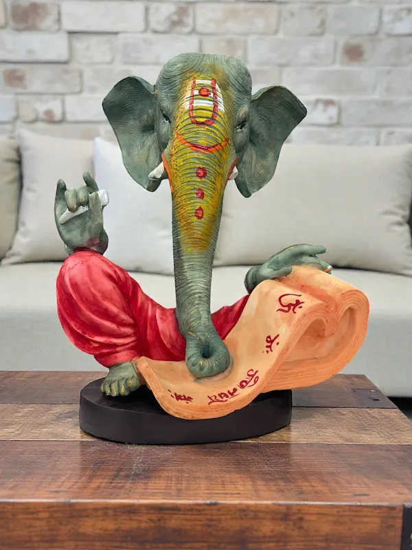 Painted_Religious_Ganesha_Idol_With_Scroll