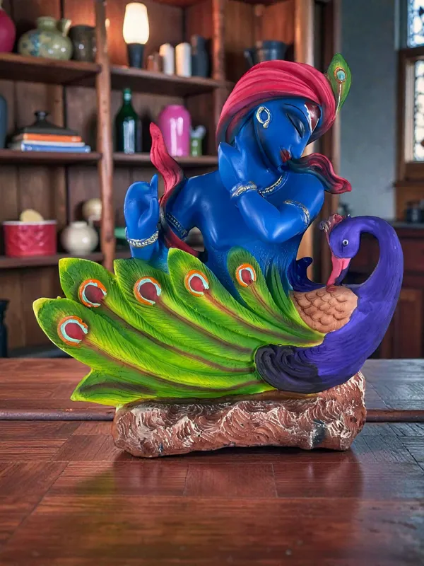 Krishna_With_Peacock_Decorative_Idol