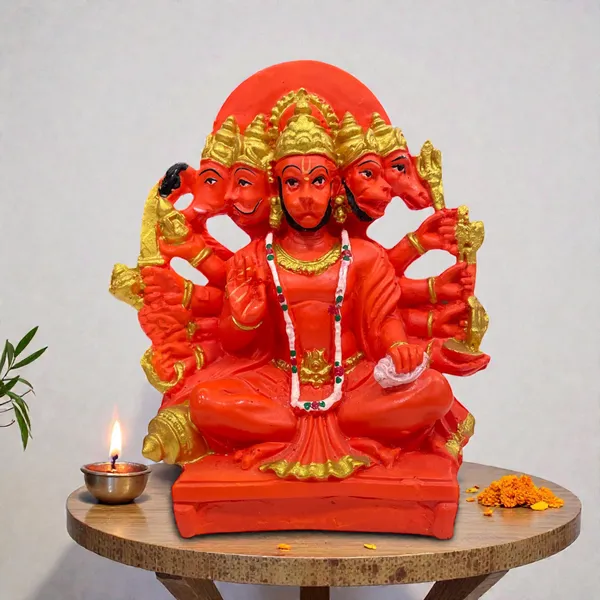 Red_And_Gold_Panchmukhi_Hanuman_Idol