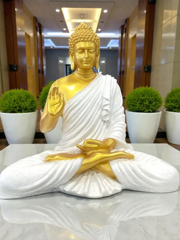 Meditating_Buddha_Gold_And_White_Finish_Statue