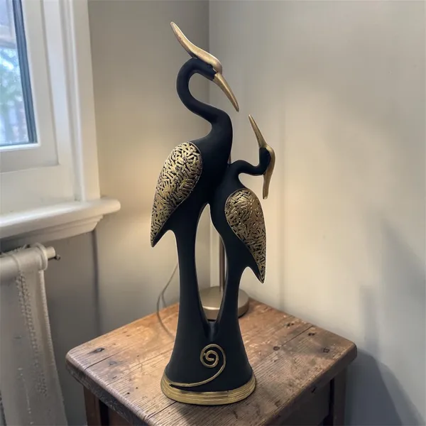 Black_And_Gold_Crane_Bird_Figurine