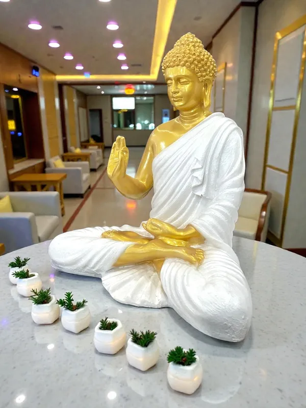 Meditating_Buddha_Gold_And_White_Finish_Statue