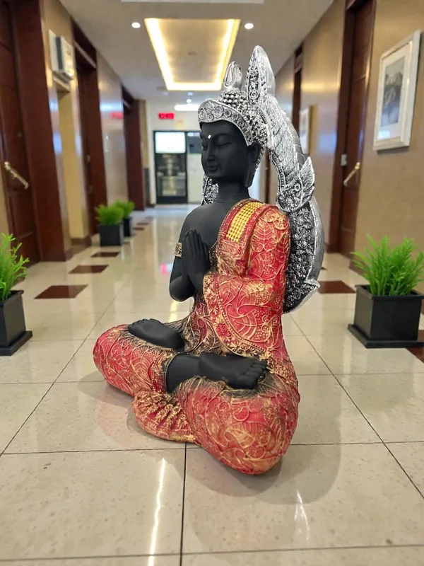 Black_Buddha_Meditation_Idol_With_Red_Robe