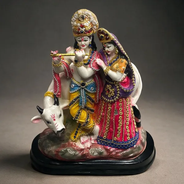 Decorative_Radha_Krishna_Idol_With_Cow