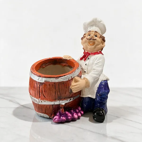 Chef_Figurine_With_Barrel_Decorative_Showpiece