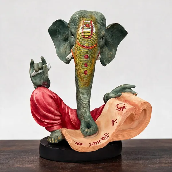 Painted_Religious_Ganesha_Idol_With_Scroll