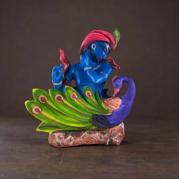 Krishna_With_Peacock_Decorative_Idol