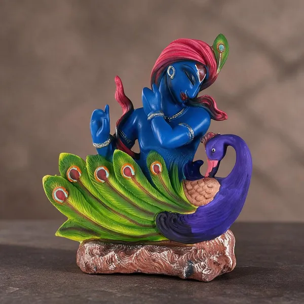 Krishna_With_Peacock_Decorative_Idol