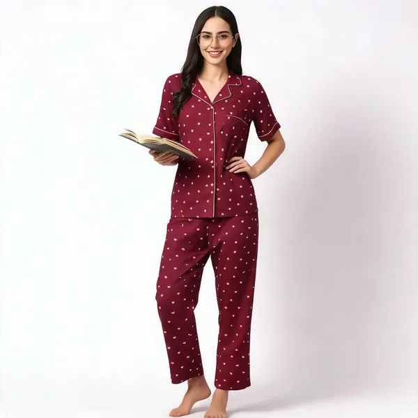 Maroon_Cotton_Heart_Print_Relaxed_Fit_Pajama_Set_For_Women