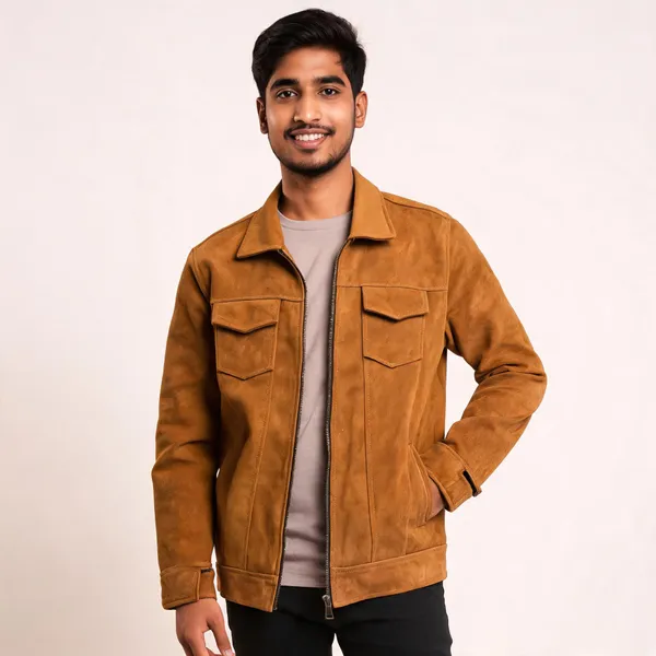 Brown_Suede_Regular_Fit_Jacket_For_Men