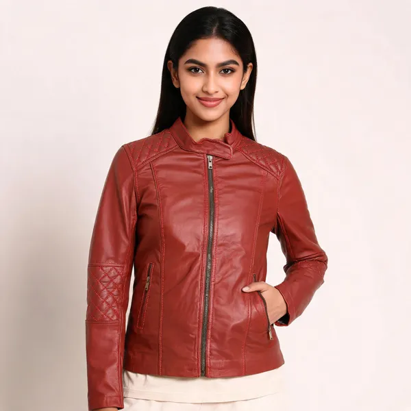 Maroon_Faux_Leather_Regular_Fit_Jacket_For_Women