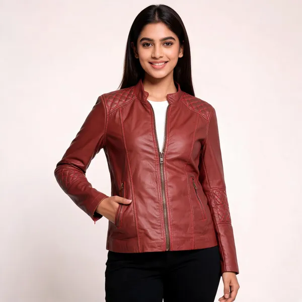 Maroon_Faux_Leather_Regular_Fit_Jacket_For_Women