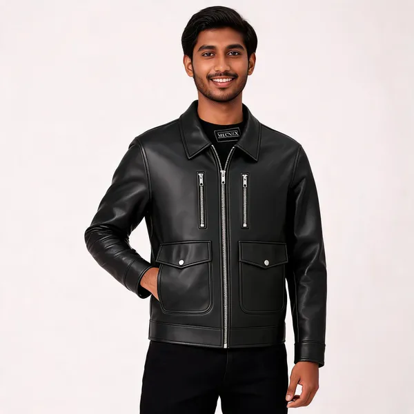 Black_Leather_Regular_Fit_Zip_Pocket_Jacket_For_Men