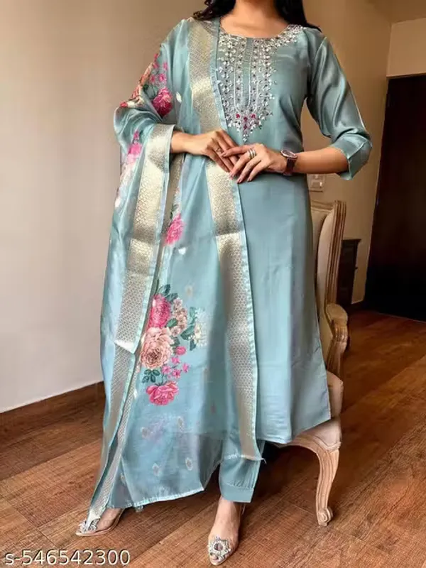 Light_Blue_Embroidered_Straight_Kurta_Set_For_Women
