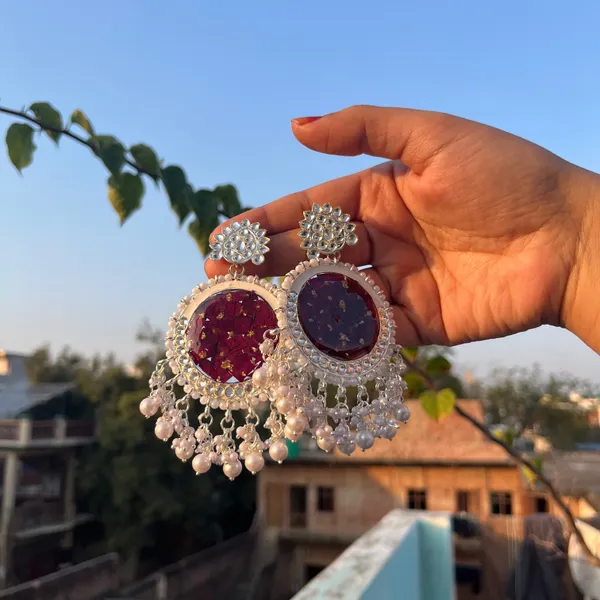 Chand_Baliyan_Rose_Jhumka_Handmade_Real_Flower_Resin_Earrings_Valentine_Gift_For_Her_Default_Title