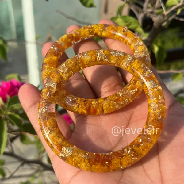 Handmade_Real_Flowers_Bangles_Customisable_Pair_Of_2_Unique_Gift_For_Women_Yellow_Flower_Bangle