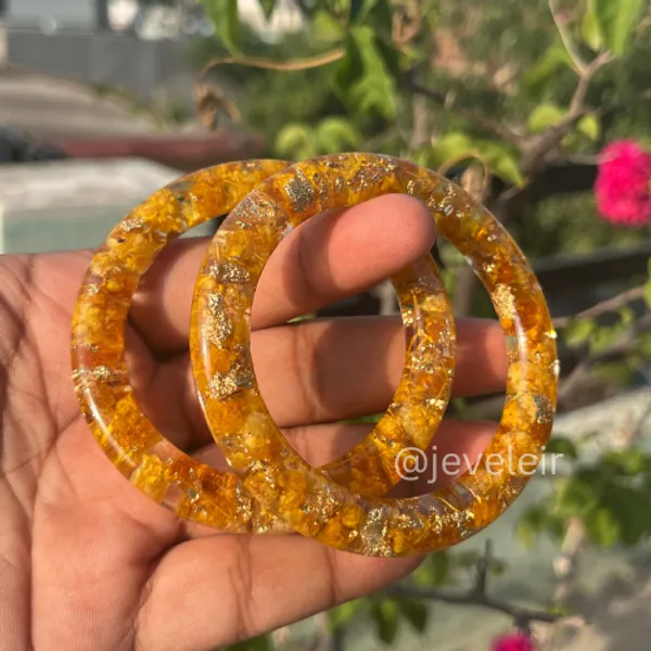 Handmade_Real_Flowers_Bangles_Customisable_Pair_Of_2_Unique_Gift_For_Women_Yellow_Flower_Bangle