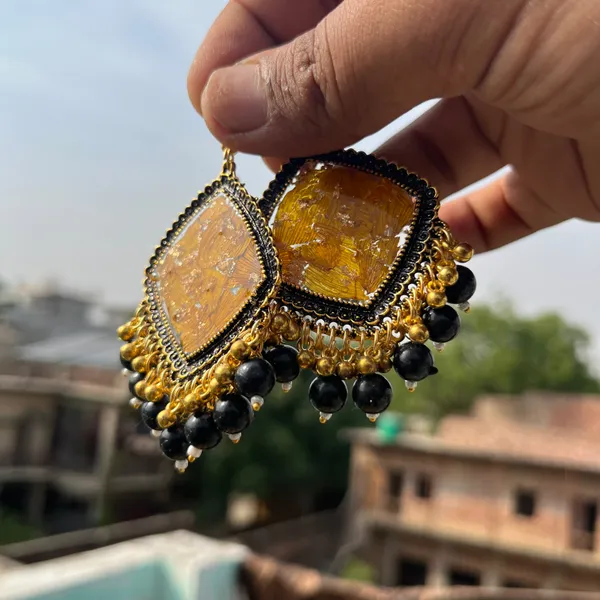 Sunflower_Golden_Jhumka_With_Black_Beads_Default_Title