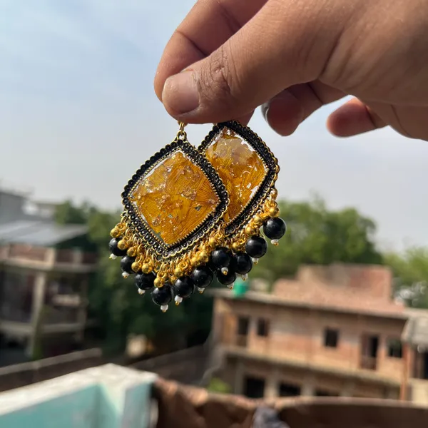 Sunflower_Golden_Jhumka_With_Black_Beads_Default_Title