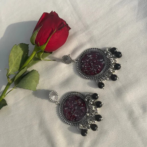 Rose_Silver_Round_Black_Beads_Jhumka_Default_Title