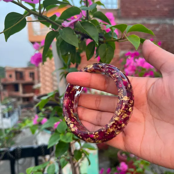 Handmade_Real_Rose_Thick_Kada_Single_100_Preserved_Flower_Bracelet_For_Women_Custom_Resin_Jewellery_Gift_Rose_Flower