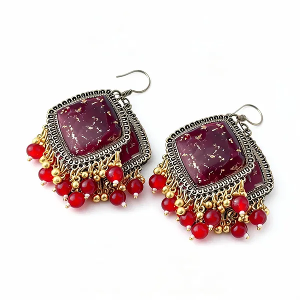Rose_Jhumka_Earrings_With_Gold_Flakes_Maroon_Pearls_Handmade_Statement_Earrings_Jeveleir_Default_Title