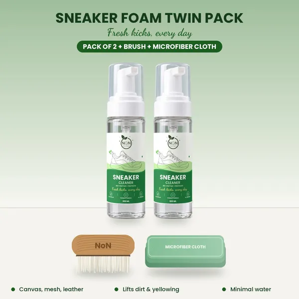 NoN_Sneaker_Foam_Cleaner_Twin_Pack_(2_x_200_ml_+_Brush_+_Microfiber_Cloth)