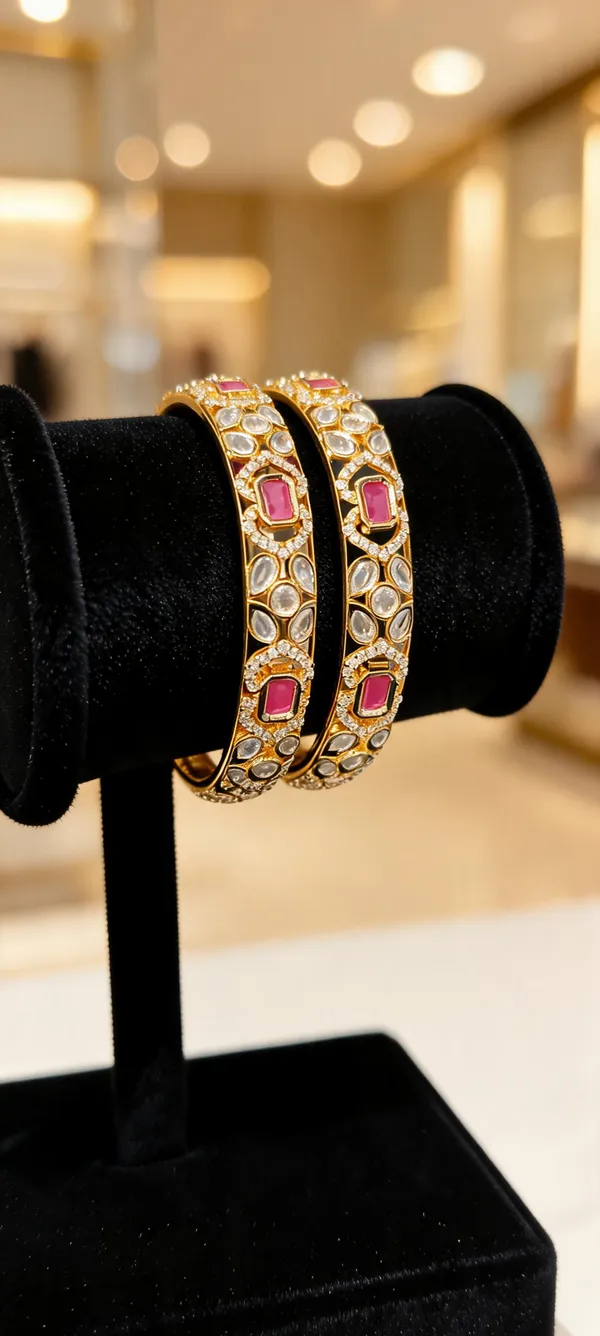 Gold_Alloy_Pink_Stone_Studded_Ornamental_Bangles_For_Women