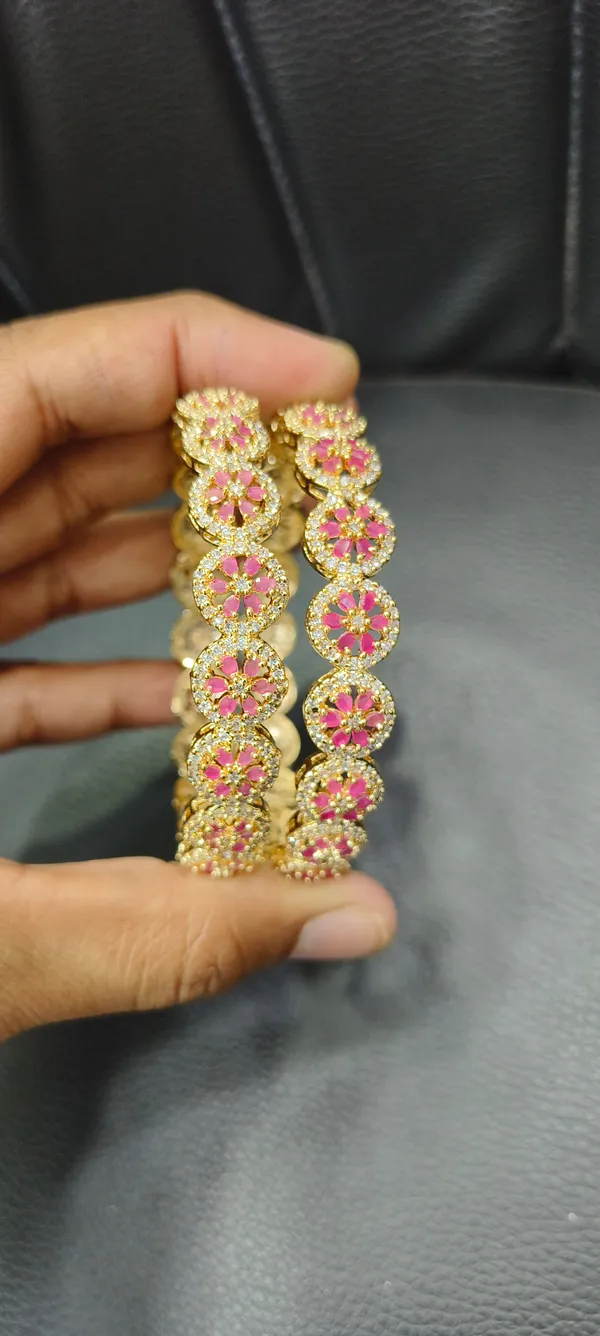 Gold_Tone_Pink_Stone_Floral_Bangles_for_Women
