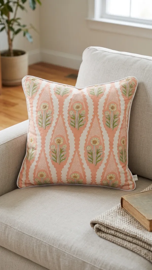 Daisy_Trellis_Diamond_Print_Square_Cushion_45x45_Cm