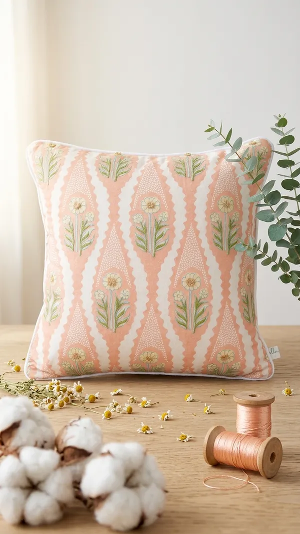 Daisy_Trellis_Diamond_Print_Square_Cushion_45x45_Cm