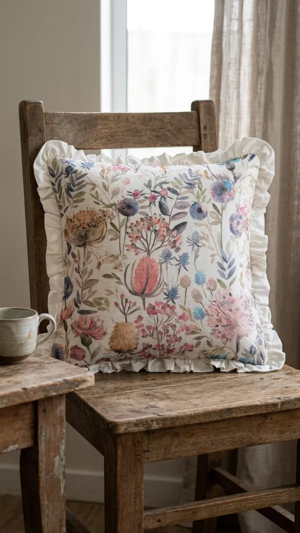 Watercolor_Botanical_Ruffled_Square_Cushion_45x45_Cm